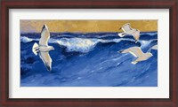 Framed Seagulls with Gold Sky