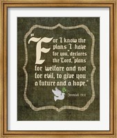 Framed Jeremiah 29:11 For I know the Plans I have for You (White Dove)