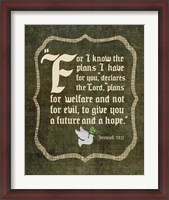 Framed Jeremiah 29:11 For I know the Plans I have for You (White Dove)