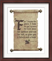 Framed Jeremiah 29:11 For I know the Plans I have for You (Dove on Scroll)