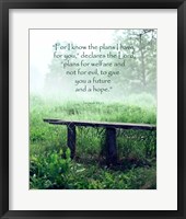Framed Jeremiah 29:11 For I know the Plans I have for You (Wooden Bench)