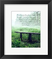 Framed Jeremiah 29:11 For I know the Plans I have for You (Wooden Bench)