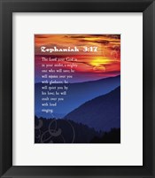 Framed Zephaniah 3:17 The Lord Your God ( Mountains with Motif)