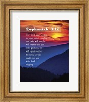 Framed Zephaniah 3:17 The Lord Your God (Sunset)