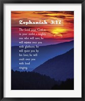 Framed Zephaniah 3:17 The Lord Your God (Sunset)