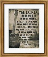Framed Zephaniah 3:17 The Lord Your God (Guitar Sepia)