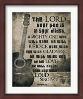 Framed Zephaniah 3:17 The Lord Your God (Guitar Sepia)