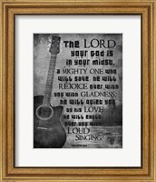 Framed Zephaniah 3:17 The Lord Your God (Guitar Black & White)