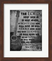 Framed Zephaniah 3:17 The Lord Your God (Guitar Black & White)