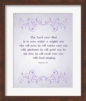 Framed Zephaniah 3:17 The Lord Your God (Lilac)