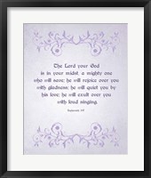 Framed Zephaniah 3:17 The Lord Your God (Lilac)