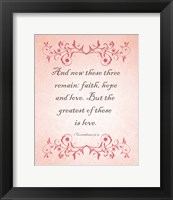 Framed 1 Corinthians 13:13 Faith, Hope and Love (Pink)