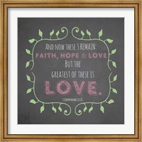 Framed 1 Corinthians 13:13 Faith, Hope and Love (Chalkboard)