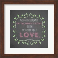 Framed 1 Corinthians 13:13 Faith, Hope and Love (Chalkboard)