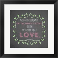 Framed 1 Corinthians 13:13 Faith, Hope and Love (Chalkboard)