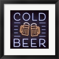 Framed Neon Cold Beer