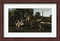 Framed Bistahieversor Attacking a Pair of Pentaceratops