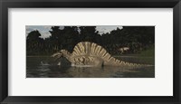 Framed Spinosaurus Hunting For Fish In A Lake