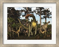 Framed Jobaria Dinosaur Is Menaced By Afrovenators In Jurassic North Africa
