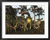 Framed Jobaria Dinosaur Is Menaced By Afrovenators In Jurassic North Africa