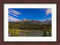 Framed Star trails above the Front Ranges in Banff National Park, Alberta, Canada