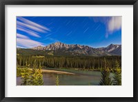 Framed Star trails above the Front Ranges in Banff National Park, Alberta, Canada