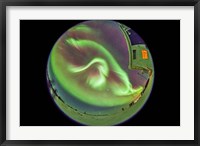 Framed Aurora borealis over Churchill, Manitoba, Canada