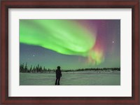 Framed Aurora borealis with Vega and Arcturus Stars, Manitoba, Canada