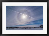 Framed Ice crystal Lunar Halo around the Gibbous Moon