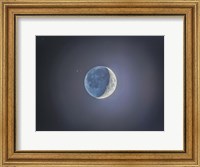 Framed Crescent moon with Earthshine