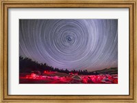 Framed Circumpolar star trails above the Table Mountain Star Party