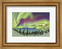 Framed Aurora borealis over Churchill, Manitoba, Canada