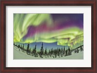 Framed Aurora borealis over Churchill, Manitoba, Canada