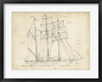 Sailboat Blueprint I Framed Print