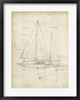 Sailboat Blueprint IV Framed Print
