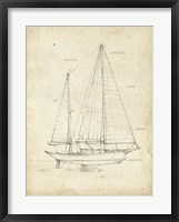 Sailboat Blueprint VI Framed Print