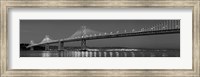 Framed Bay Bridge at dusk, San Francisco, California BW