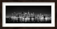 Framed Illuminated  Manhattan Skyline, New York City