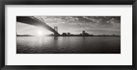 Framed Suspension Bridge at sunrise, Williamsburg Bridge, East River, Manhattan, NY