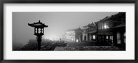 Framed Buildings lit up at night, Mount Taishan, Shandong Province, China