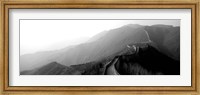 Framed High angle view of the Great Wall Of China, Mutianyu, China BW