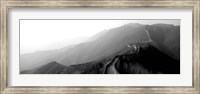 Framed High angle view of the Great Wall Of China, Mutianyu, China BW