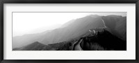 Framed High angle view of the Great Wall Of China, Mutianyu, China BW