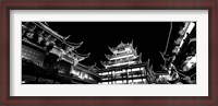 Framed Low Angle View Of Buildings Lit Up At Night, Old Town, Shanghai, China