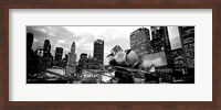 Framed Low angle view of buildings lit up at night, Millennium Park, Chicago, Illinois
