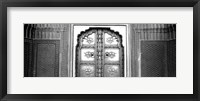 Framed Close-up of a closed door of a palace, Jaipur City Palace, Jaipur, Rajasthan, India BW