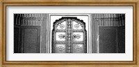 Framed Close-up of a closed door of a palace, Jaipur City Palace, Jaipur, Rajasthan, India BW