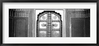 Framed Close-up of a closed door of a palace, Jaipur City Palace, Jaipur, Rajasthan, India BW