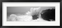 Framed Waves breaking on the coast, Shore Acres State Park, Oregon BW