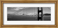 Framed Golden Gate Bridge with San Francisco in the background, California